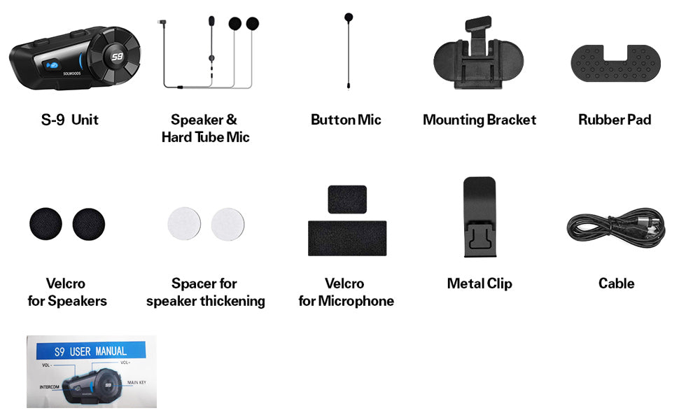 SOLWOODS S9 Motorcycle Intercom Bluetooth Headset