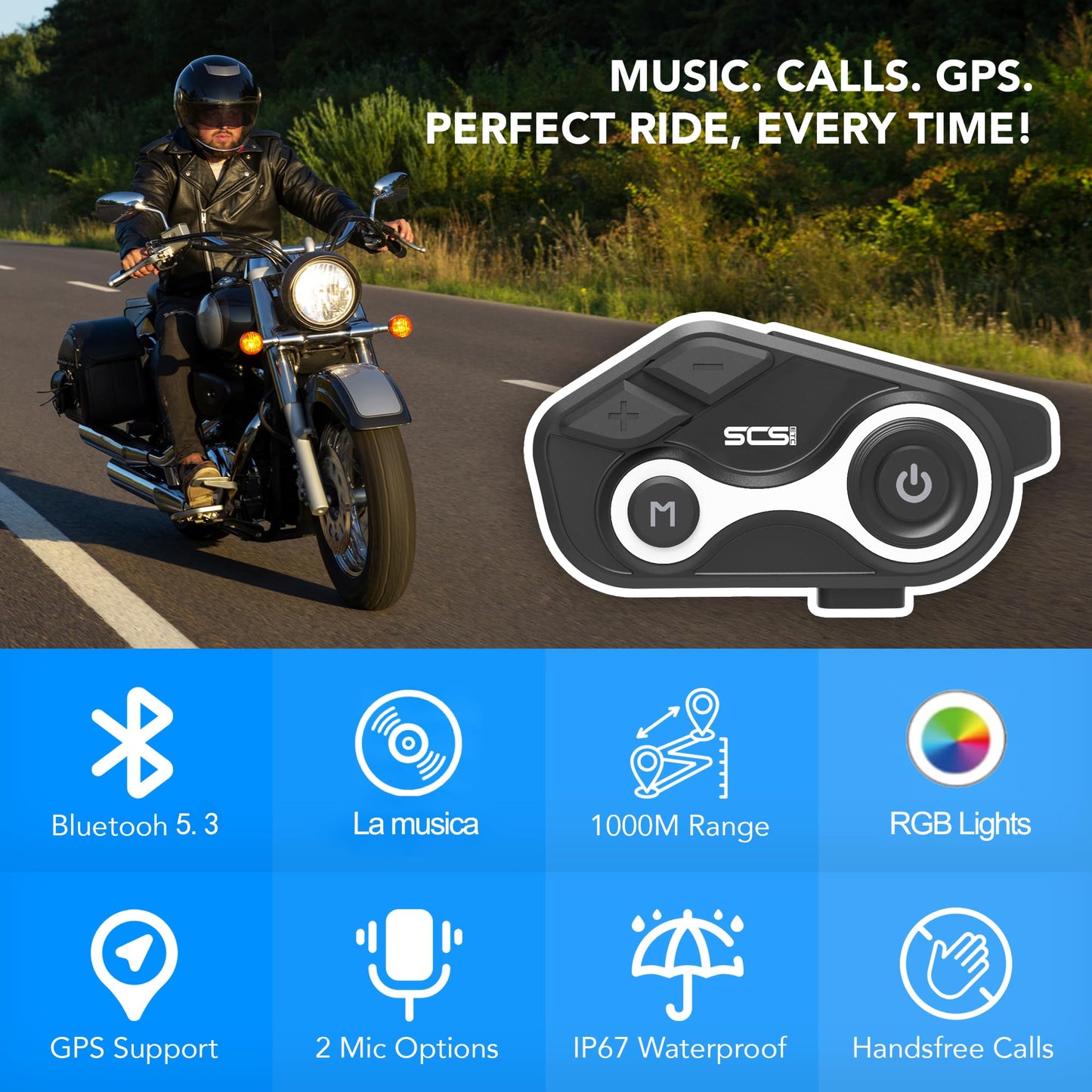 SOLWOODS S8X Motorcycle Intercom Bluetooth Headset