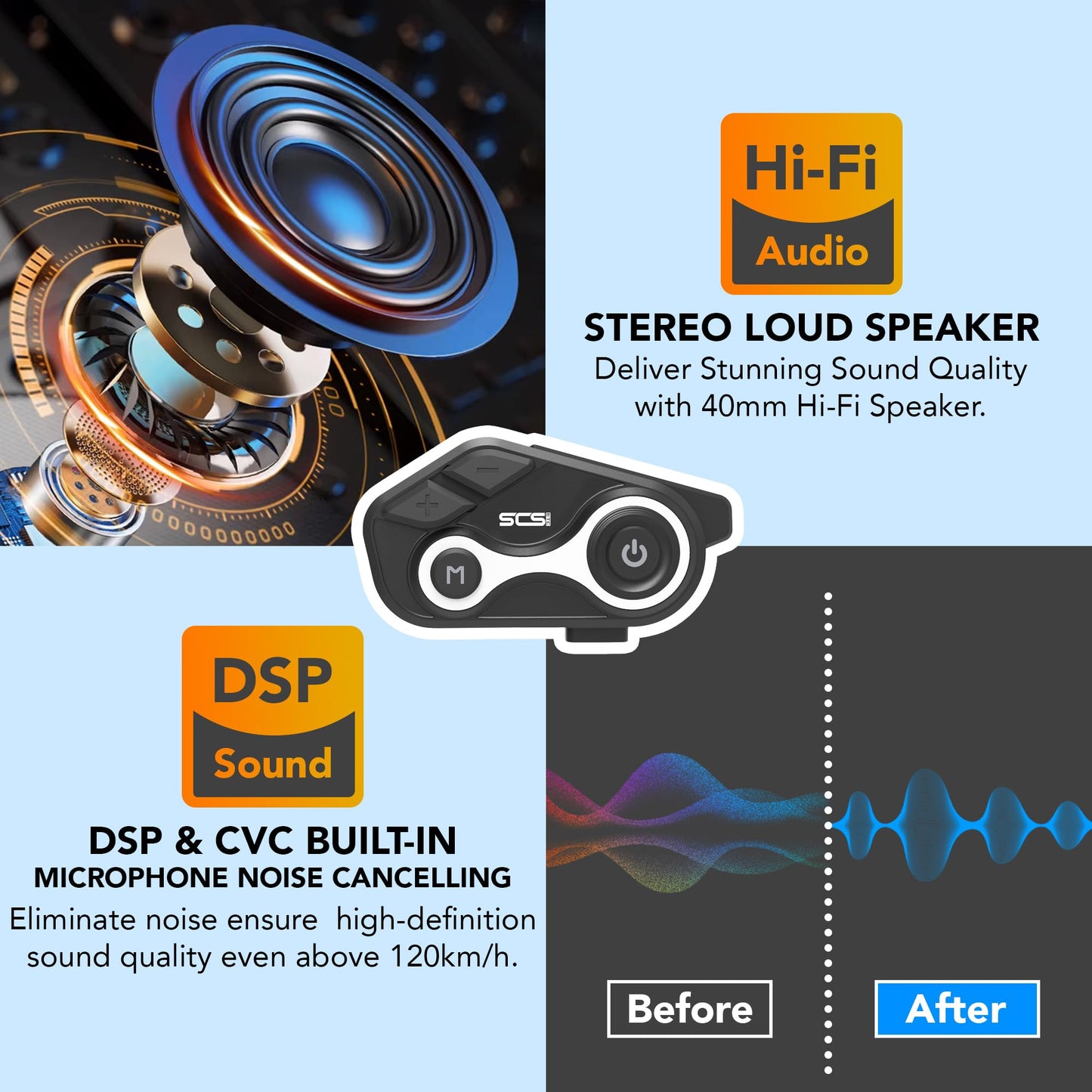 SOLWOODS S8X Motorcycle Intercom Bluetooth Headset