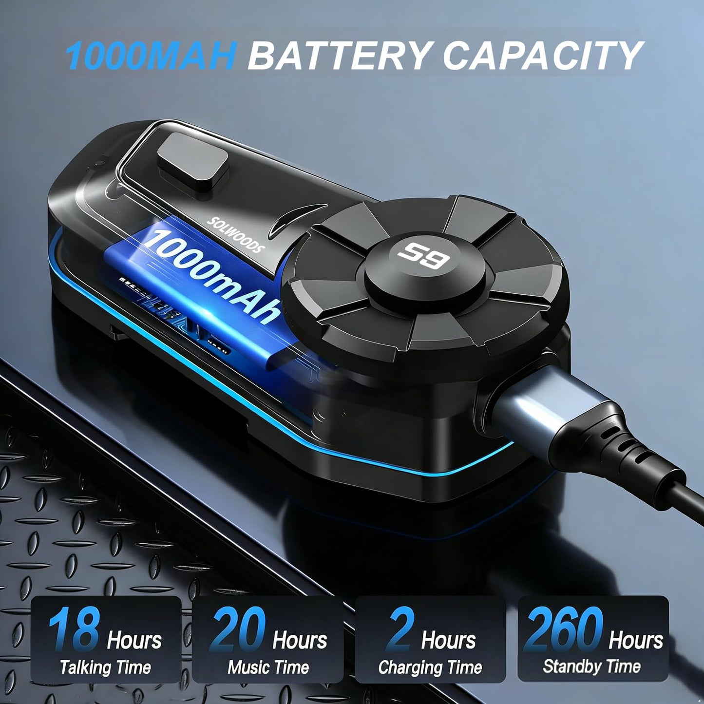 SOLWOODS S9 Motorcycle Intercom Bluetooth Headset